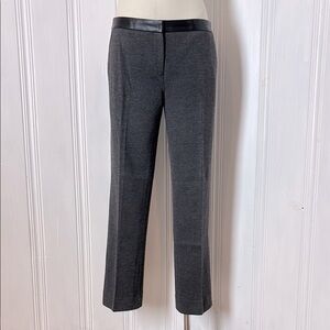 TORY BURCH Gray and Black Wool & Faux leather Trousers - Size M